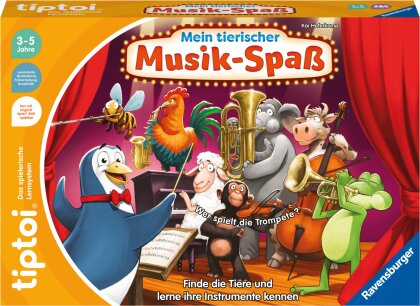 Ravensburger tiptoi Spiel 00169 Mein tierischer Musik-Spaß - Lernspiel für 1-4 Kinder von 3-5 Jahren