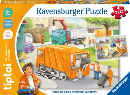 Ravensburger tiptoi Puzzle 00138 Puzzle für kleine Entdecker - Müllabfuhr, Kinderpuzzle ab 3 Jahren, für 1 Spieler
