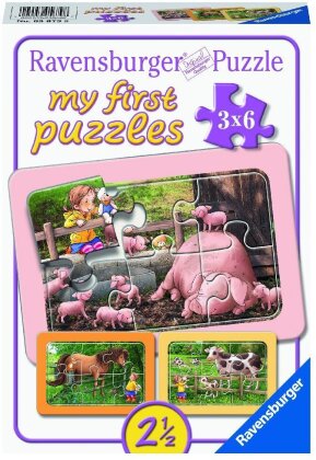 Ravensburger Kinderpuzzle - 05679 Lotta auf dem Bauernhof - My First Puzzle für Kinder ab 2,5 Jahren, mit 3x6 Teilen