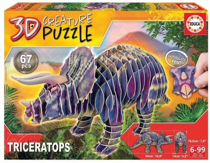 EDUCA - 3D Triceratops 67 Teile Puzzle