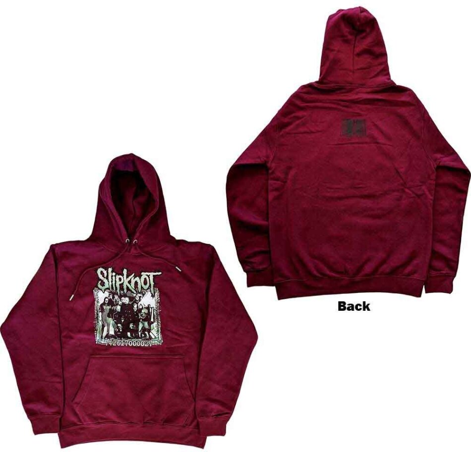 Slipknot Unisex Pullover Hoodie - Barcode Photo (Maroon Red) (Back Print)