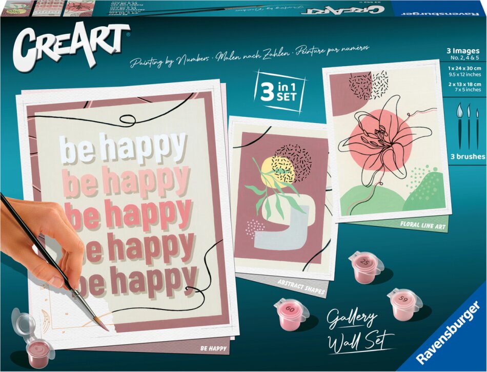 Ravensburger CreArt - Malen nach Zahlen 23552 - Gallery Wall Set - Abstract Shapes - ab 12 Jahren