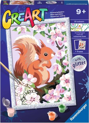 CreArt Spring Squirrel, d/f/i - Malen nach Zahlen, 18x24 cm,