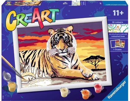 CreArt Majestic Tiger, d/f/i - Malen nach Zahlen, 18x24 cm,