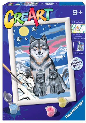 CreArt Wonderful Wolf Family - d/f/i, Malen nach Zahlen, 13x18