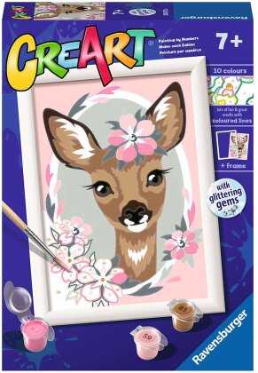 CreArt Delightful Deer, d/f/i - Malen nach Zahlen, 8.5x12 cm,