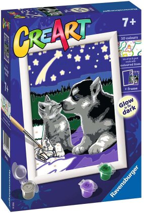CreArt Moonlight Friends, d/f/i - Malen nach Zahlen, 13x18 cm,