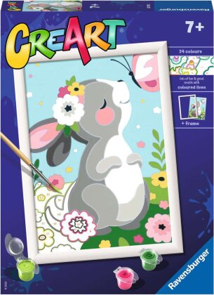 CreArt Beautiful Bunny, d/f/i - Malen nach Zahlen, 18x24 cm,