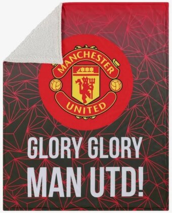 Manchester United FC - EPL - Slogan Sherpa Plüsch Decke