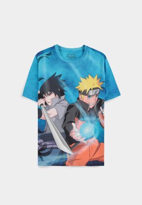 Naruto Shippuden - Naruto & Sasuke - Digital Printed Men's Short Sleeved T-shirt III II