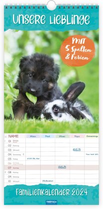 Trötsch Familienkalender Unsere Lieblinge Familienkalender 2024 - mit 5 Spalten und Ferienterminen