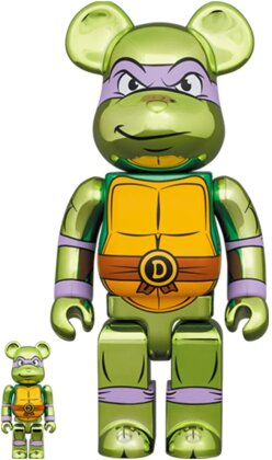 Teenage Mutant Ninja Turtles - Medicom - Donatello Chrome Version 100% & 400% Bea 2Pk