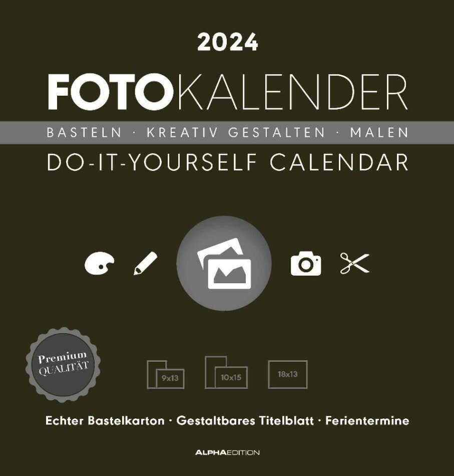 Foto Bastelkalender Schwarz 2024 Do It Yourself Calendar 21x22 Cm foto-bastelkalender-schwarz-2024-do-it-yourself-calendar-21x22-cm
