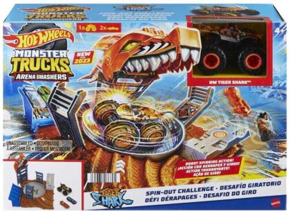 Hot Wheels Monster Trucks Arena World: Semi-Finals Asst - Tiger Shark's Spin Out Frenzy