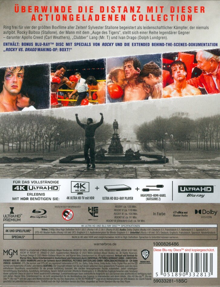 Rocky 1-4 - The Knockout Collection (4 4K Ultra HDs + Blu-ray) 