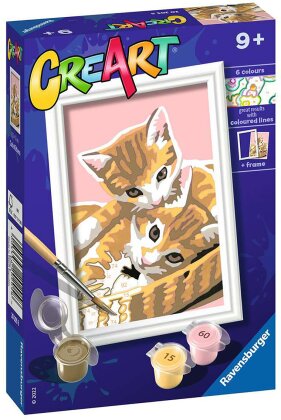 CreArt Cute Kittens, d/f/i - Malen nach Zahlen, 8.5x12 cm,