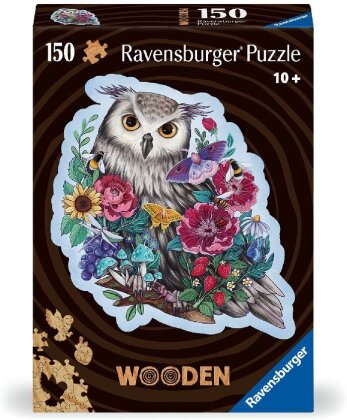 Ravensburger Puzzle 17511 - Geheimnisvolle Eule - 150 Teile Kontur-Holzpuzzle mit stabilen, individuellen Puzzleteilen und 15 kleinen Holzfiguren (Whimsies), für Kinder und Erwachsene ab 10 Jahren