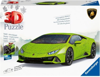 Ravensburger 3D Puzzle 11559 Lamborghini Huracán EVO - Verde - 108 Teile - Das berühmte Fahrzeug als 3D Puzzle Auto
