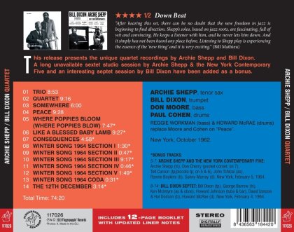 Archie Shepp & Bill Dixon - Quartet (2023 Reissue)