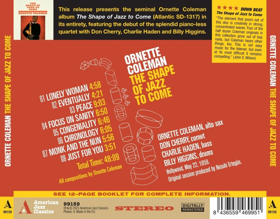 Ornette Coleman - Shape Of Jazz to Come 2023 Reissue, American Jazz Classics