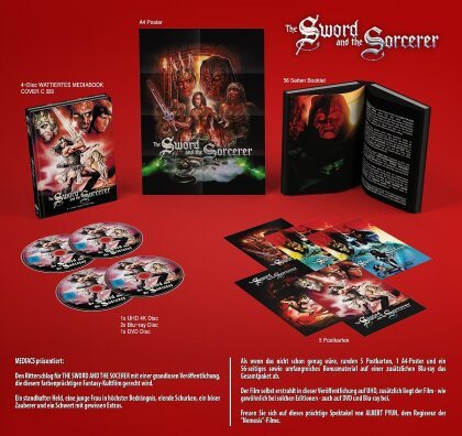The Sword and the Sorcerer (1982) (Wattiert, Cover C, Limited Edition, Mediabook, 4K Ultra HD + 2 Blu-rays + DVD)