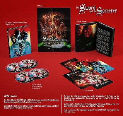The Sword and the Sorcerer (1982) (Cover D, Wattiert, Edizione Limitata, Mediabook, 4K Ultra HD + 2 Blu-ray + DVD)