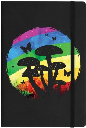 Rainbow Mushrooms - A5 Hard Cover Notebook