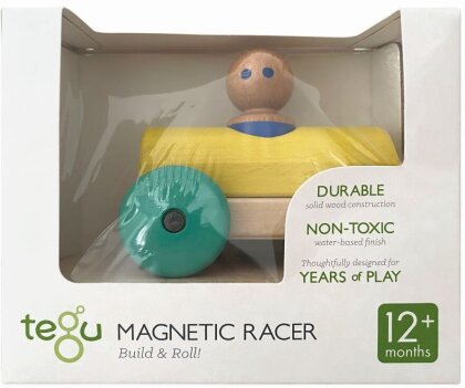 TEGU - Magnetische Holzbausteine Baby Rennwagen gelb grün
