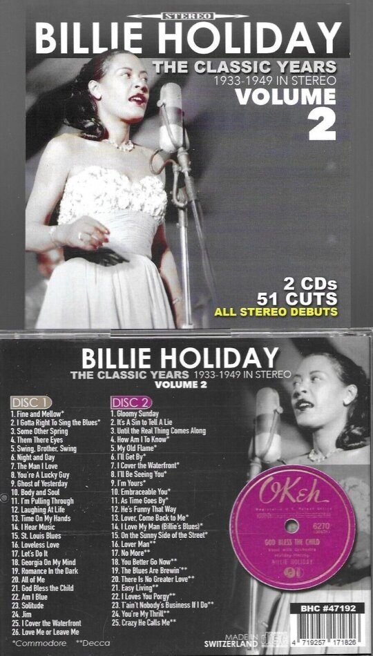 Billie Holiday - Classic Years In Stereo 1933-49 - Vol 2 2 CD