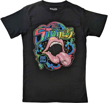 The Rolling Stones Unisex Embellished T-Shirt - Some Girls Neon Tongue (Diamante)