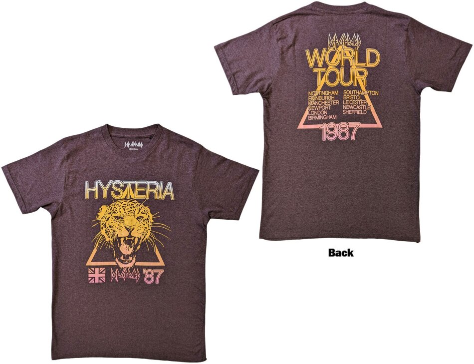 Def Leppard Unisex T-Shirt - Hysteria World Tour (Back Print) - CeDe.ch