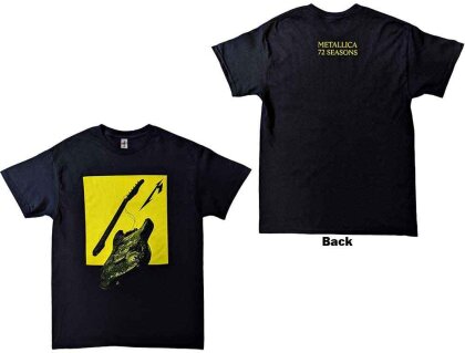 Metallica Unisex T-Shirt - 72 Seasons Broken/Burnt Guitar (Back Print)