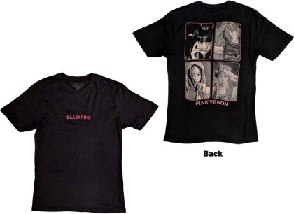 Blackpink: Rock Off - Pink Venom Group Photo Black Back Print (T-Shirt Unisex Tg. S)