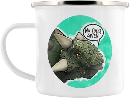 Cute But Abusive Dinosaurs: No Fucks Given - Enamel Mug