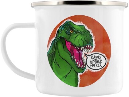 Cute But Abusive Dinosaurs: Rawr! Mother Fucker - Enamel Mug