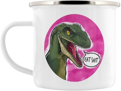 Cute But Abusive Dinosaurs: Eat Shit - Enamel Mug