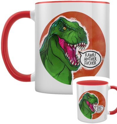 Cute But Abusive Dinosaurs: Rawr! Mother Fucker - Red Inner 2-Tone Mug