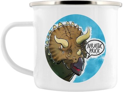 Cute But Abusive Dinosaurs: Jurassic Prick - Enamel Mug