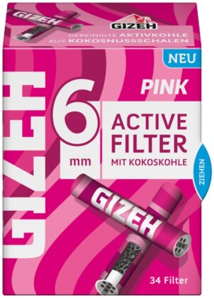 GIZEH Pink Active Filter 6mm 34pcs