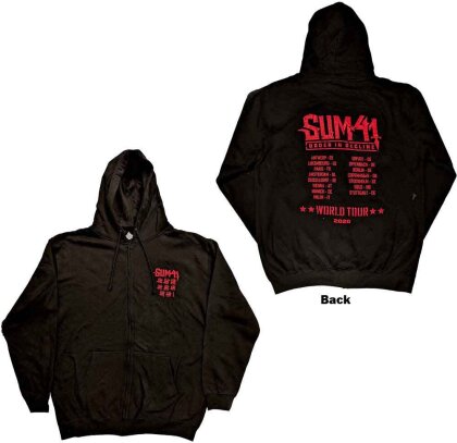 Sum 41 Unisex Zipped Hoodie - Order In Decline Tour 2020 (Back Print, Ex-Tour) (X-Large) - Taille XL