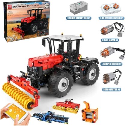 Mould King - Mould King 17020 Traktor rot mit 4 Arbeitsmaschinen (RC) (2716 Teile)