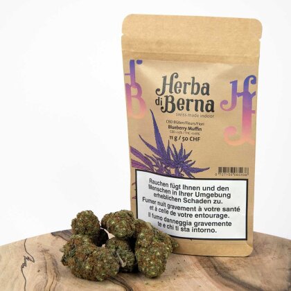 Herba di Berna Blueberry Muffin (11g) - Indoor (CBD: 15%, THC: 0.6%, CBG: 0.4%)