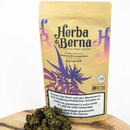 Herba di Berna Blueberry Muffin (45g) - Outdoor (CBD: 11%, THC: 0.4%. CBG: 0.3%)