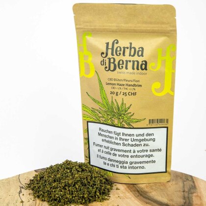 Herba di Berna Limone Haze Rifinitura a mano (20g) - Indoor (CBD: 15%, THC: 0.8%)