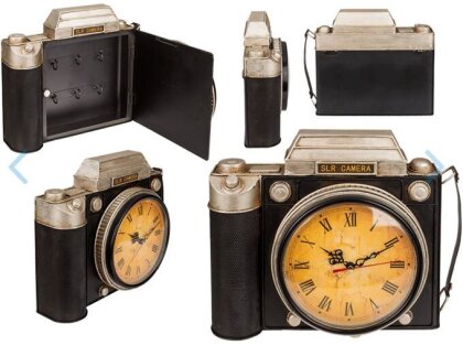 Metall-Schlüsselkasten - Kamera mit Uhr,