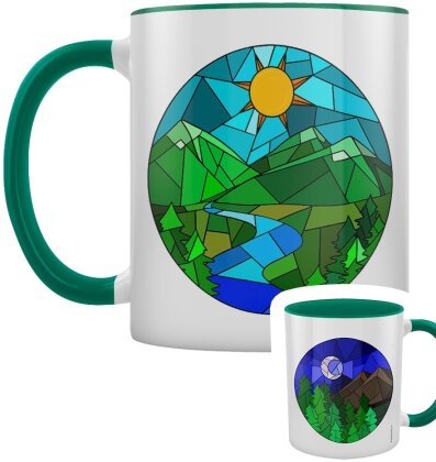 Night & Day Stained Glass - Green Inner 2-Tone Mug