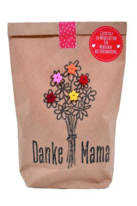 Wundertüte / Danke Mama mit Filzblüten Strauß