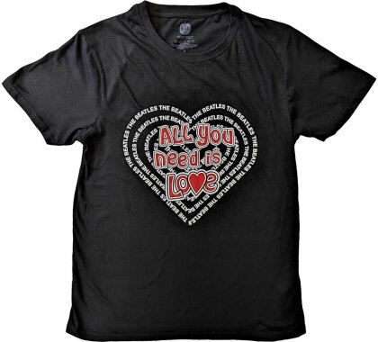 The Beatles Unisex T-Shirt - All You Need Is Love Heart (Black)