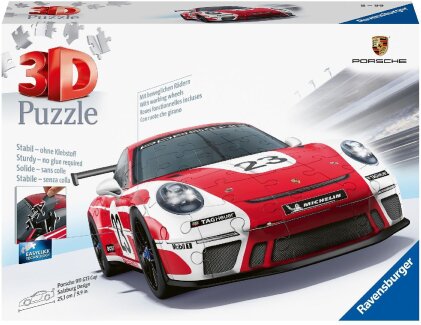 Ravensburger 3D Puzzle Porsche 911 GT3 Cup im Salzburg Design 11558 - Das berühmte Fahrzeug und Sportwagen als 3D Puzzle Auto