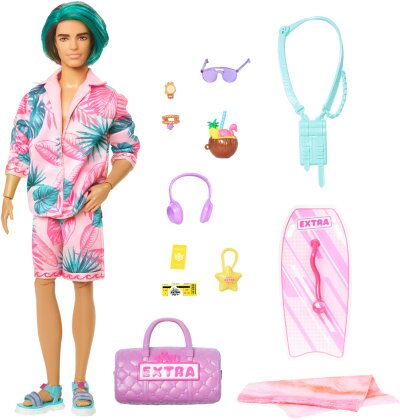 Barbie Extra Fly Ken Strandmode - Puppe. Strandbekleidung.